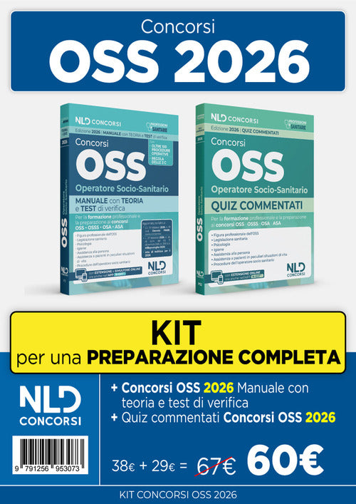 Concorso OSS operatore socio-sanitario 2026. Kit con manuale di teoria + quiz commentati per la preparazione al concorso oss, osa, asa