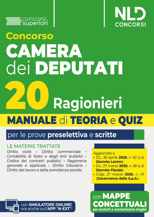 Concorso 20 ragionieri Camera dei deputati manuale di teoria e quiz per le prove preselettiva e scritte