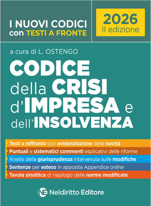 Codice della crisi d'impresa e dell'insolvenza 2026 con testi a fronte