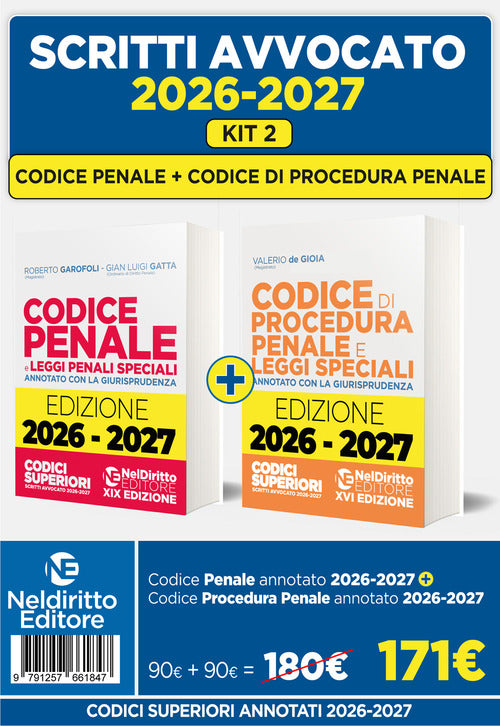 Kit 2 Codice Penale + Codice di procedura penale annotati per l'esame di avvocato