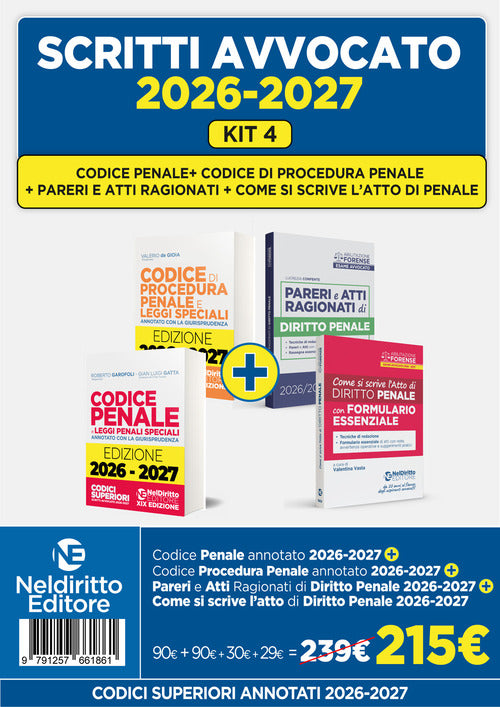Kit 4 Codice penale+Codice di procedura penale annotati+Pareri di penale +Come si scrive l'atto di diritto penale 2026