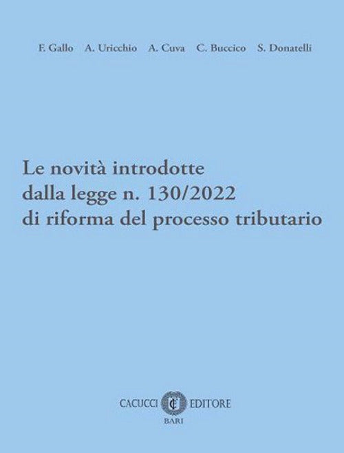 Cover of novità introdotte dalla legge n. 130/2022 di riforma del processo tributario