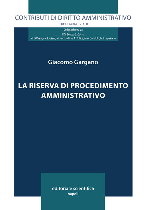 Cover of riserva di procedimento amministrativo