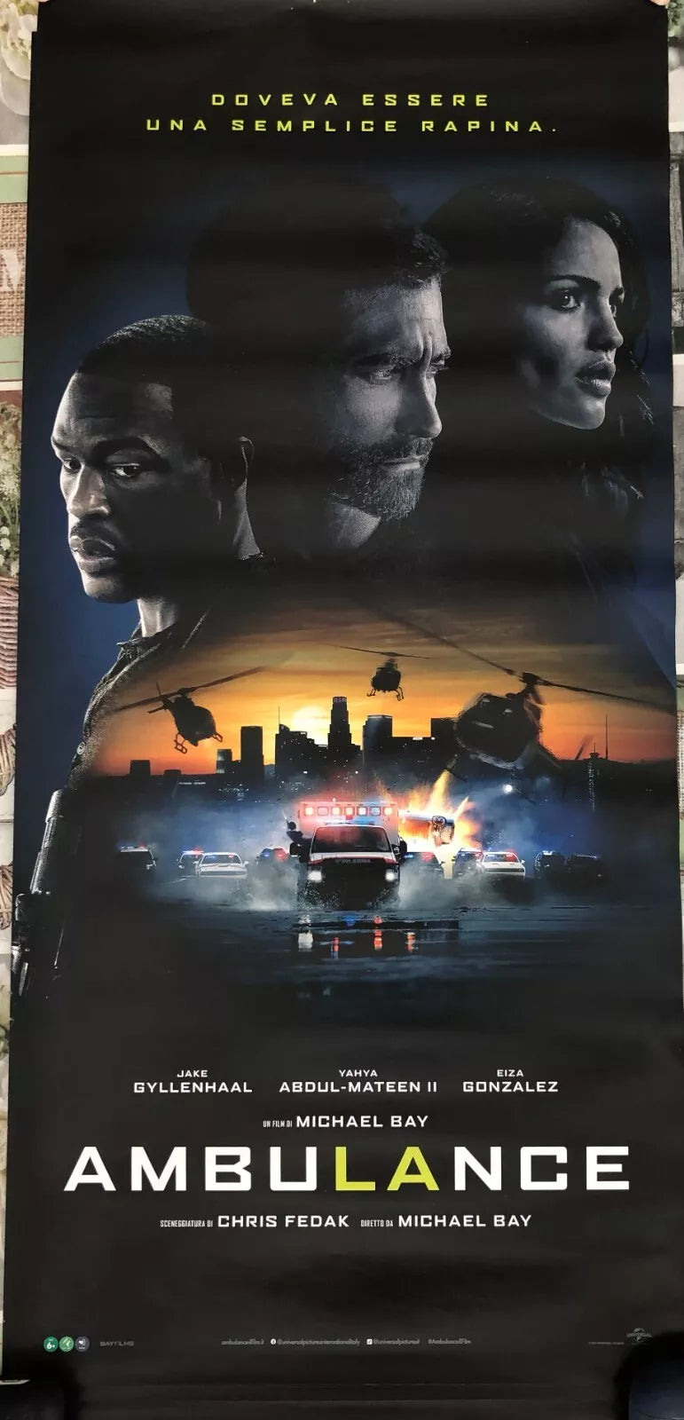 Poster locandina Ambulance 33x70 cm ORIGINALE da cinema 2022 di Michael Bay
