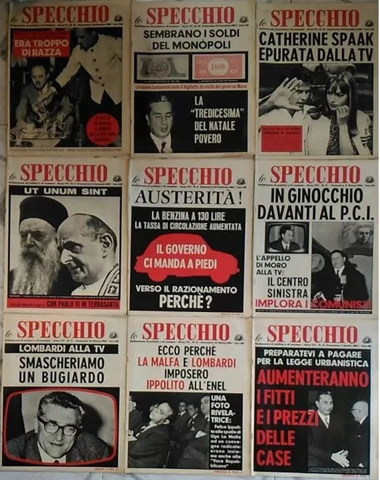 Lo Specchio - Lotto 9 riviste di Aa.vv., 1963 - 1964, Aldo Moro, La Malfa..