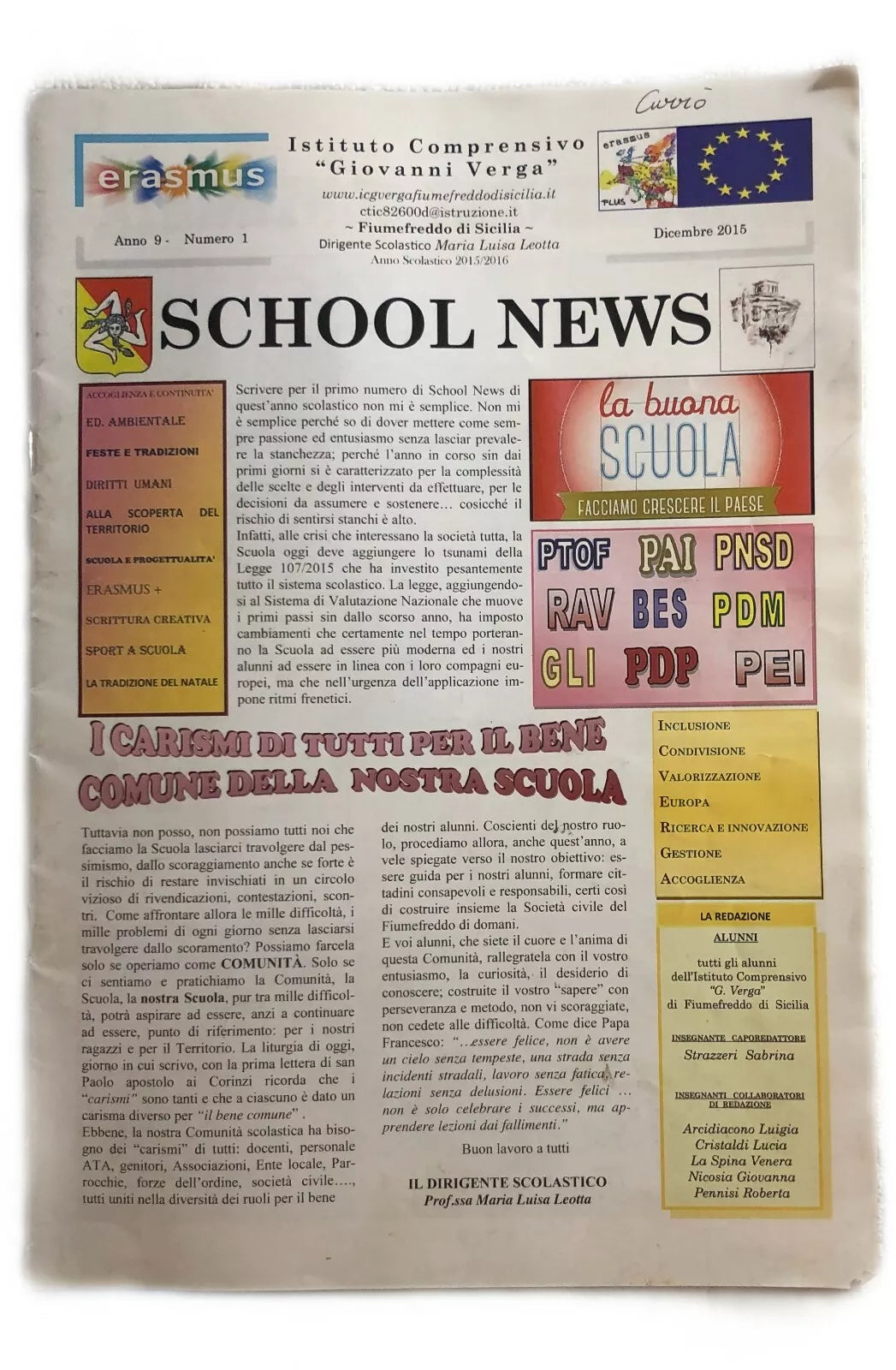 School news Anno 9 N.1 di Aa.vv., 2015, Istituto Comprensivo Giovanni Verga