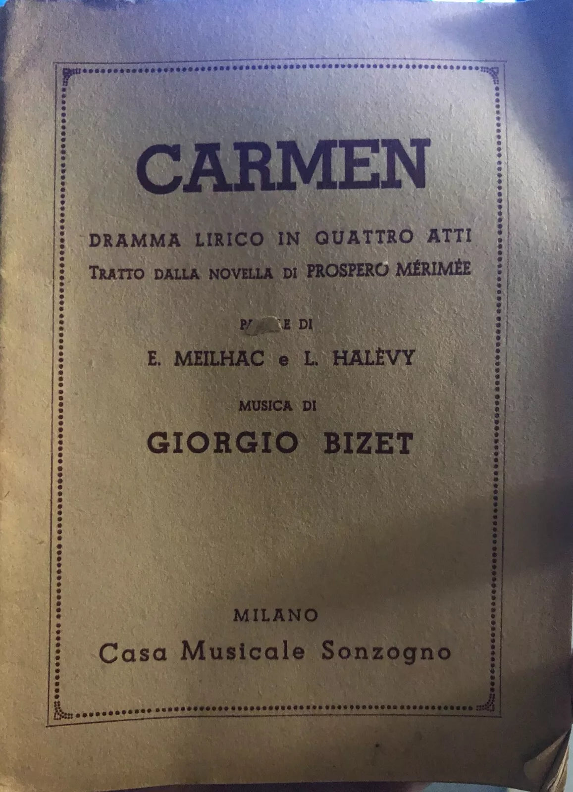 Carmen, dramma lirico in quattro atti di Aa.vv., 1937, Casa Musicale Sonzogno Mi