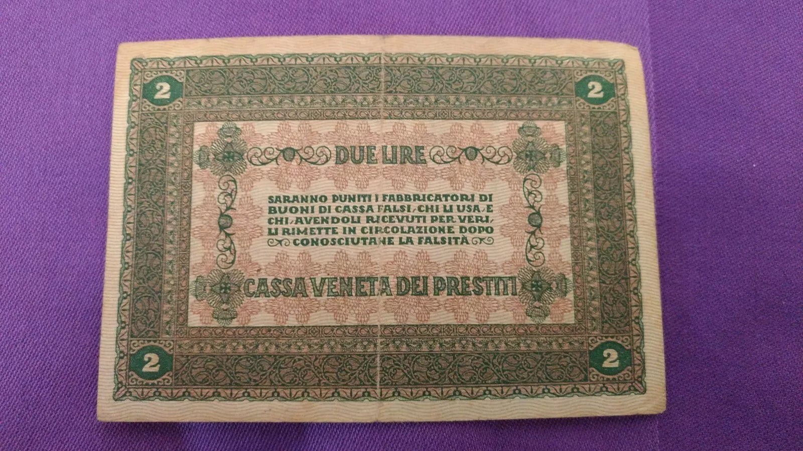Buono di cassa veneta 2 Lire
