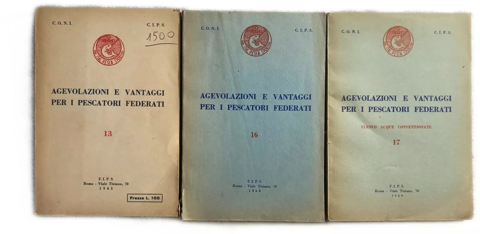 Agevolazioni e vantaggi per i pescatori federati 13-16-17 di Coni, 1965, Fips