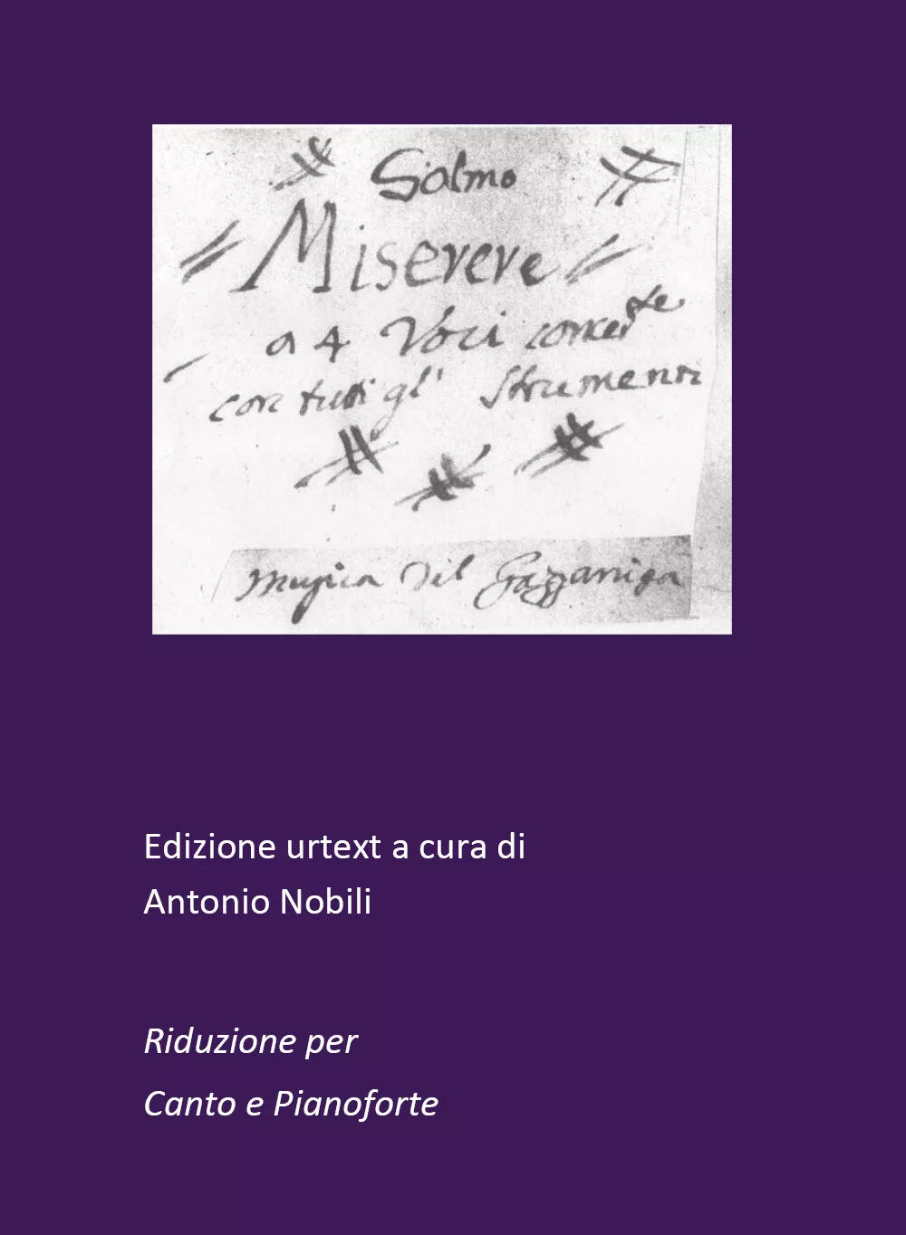 Miserere. Riduzione per canto e pianoforte di Antonio Nobili, 2019, Youcanprin