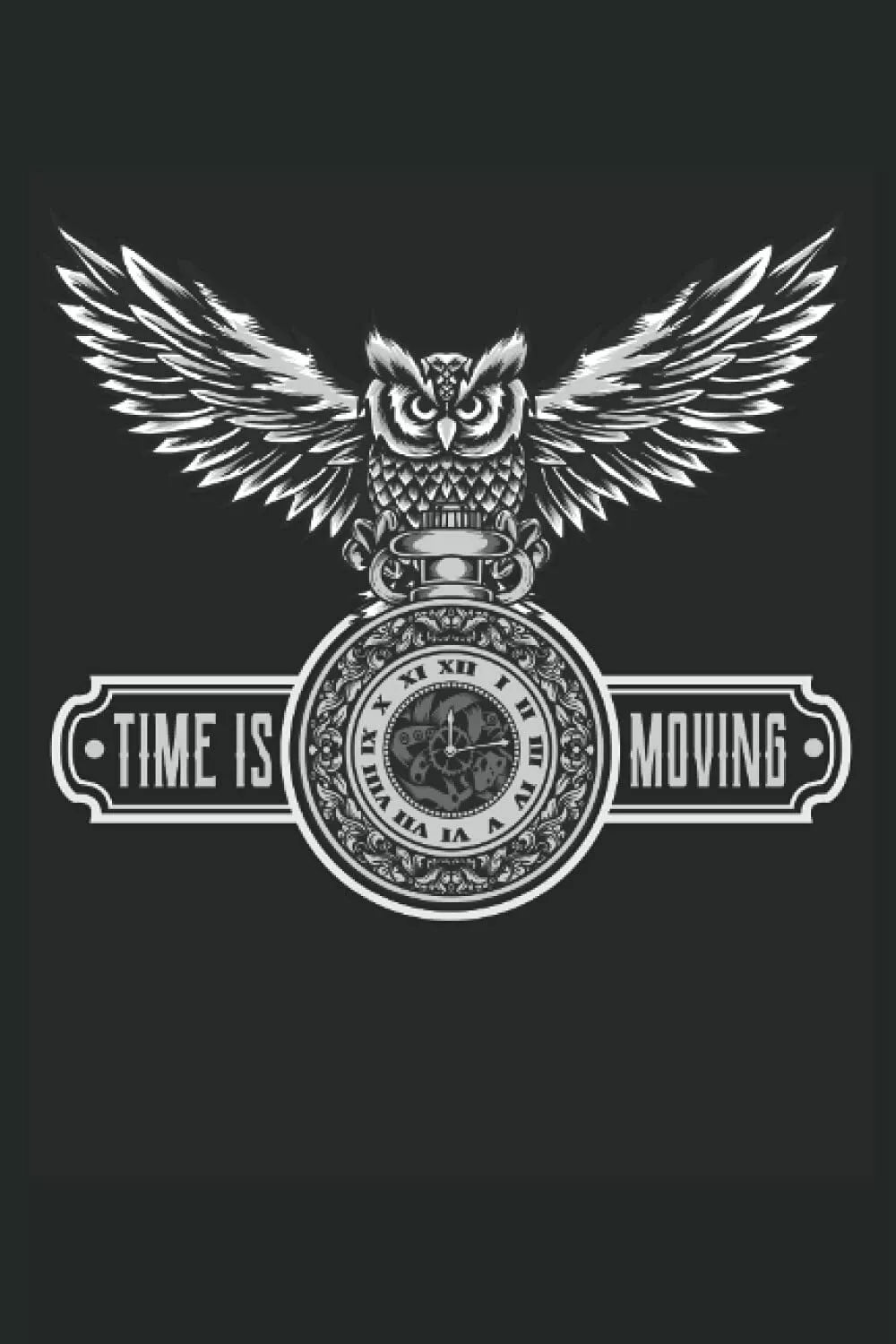Time Is Moving: Gufo con orologio Il tempo scorre Steampunk Illustrazione Regali