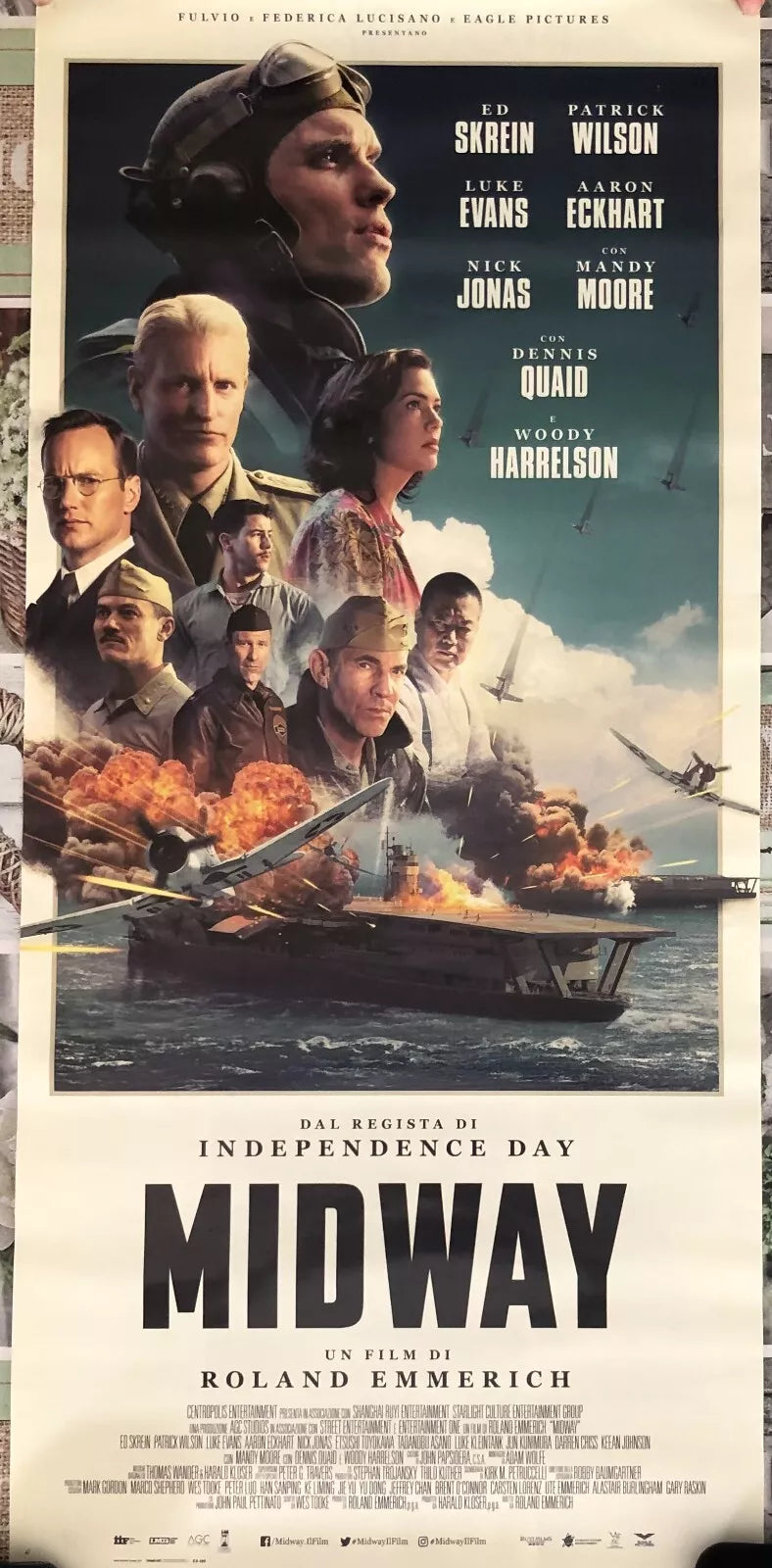 Poster locandina Midway 33x70 cm ORIGINALE da cinema 2019 di Roland Emmerich