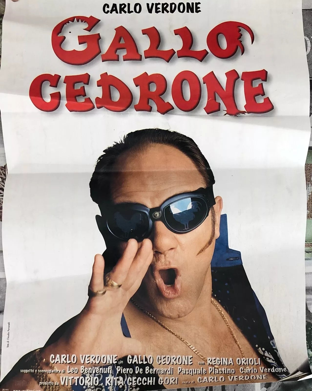 Poster locandina Gallo cedrone 45x32 cm ORIGINALE da cinema 1998 di Carlo Verdon