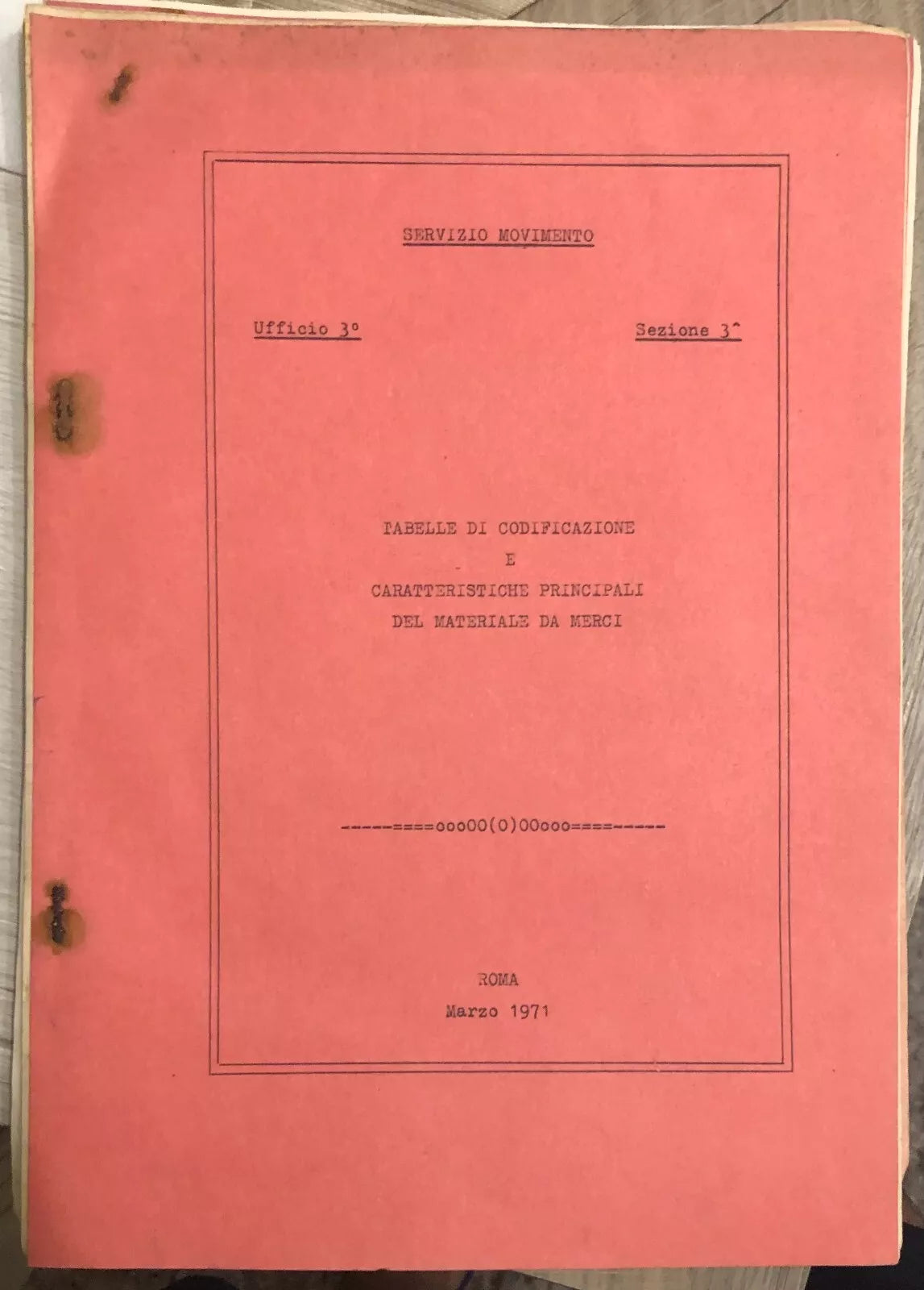 Tabelle di codificazione e caratteristiche principali del materiale da merci di