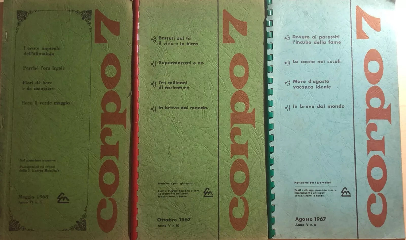 Corpo 7 nr.8,10 1967 nr.5 1968 di Aa.vv., LM