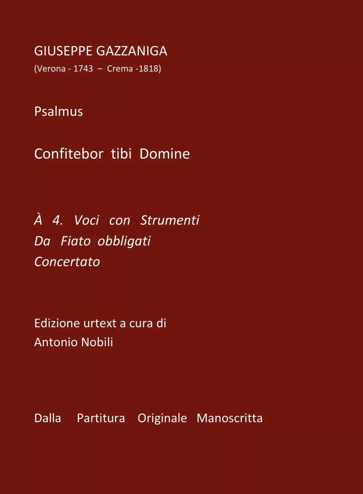 Confitebor Tibi Domine di Antonio Nobili, 2019, Youcanprint