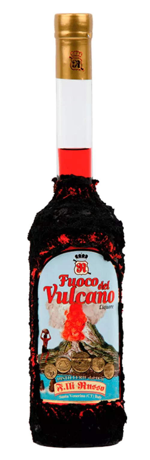 Fuoco del Vulcano ricoperto con pietra lavica dell’Etna liquore Russo Sic 500 ml