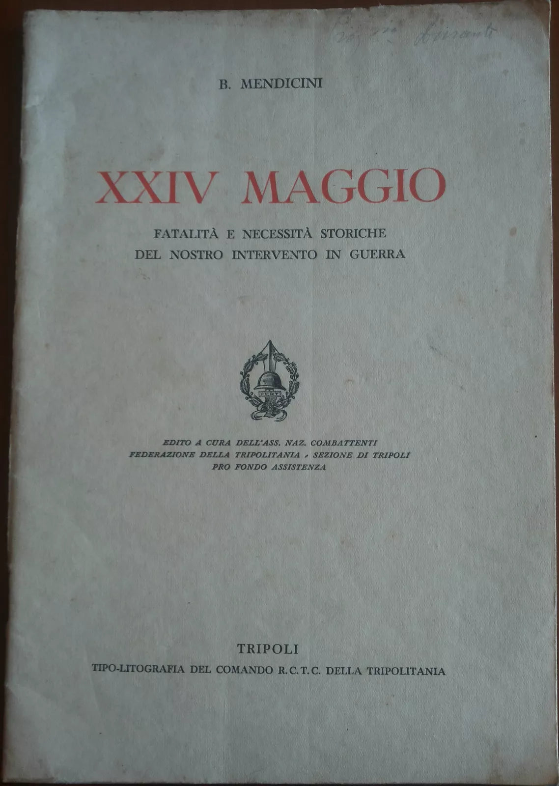XXIV Maggio - B. Mendicini - Tripoli,1933 - A
