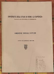 Ordine degli studi Facolt di Economia e Commercio Anno accademico 1985