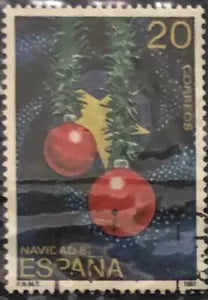 Francobollo Stamp Spagna 20 pta Navidad 1987 Espana Spain Christmas USATO di Fn