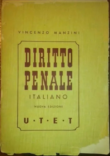MANZINI VINCENZO:DIRITTO PENALE ITALIANO 1951