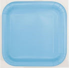 Unique Party: 16 Pwdr Blu 7In Sq Plt Sup Qs. Piatto Carta Quadrato 18 Cm Azzurro