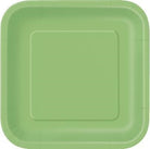 Unique Party: 14 Lime Green 9In Square Plate Sup. Piatto Carta Quadrato 23 Cm Verde Lime