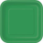 Unique Party: 16 Emerld Green 7In Square Plt Sup. Piatto Carta Quadrato 18 Cm Verde Smeraldo