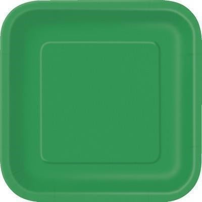 Unique Party: 16 Emerld Green 7In Square Plt Sup. Piatto Carta Quadrato 18 Cm Verde Smeraldo