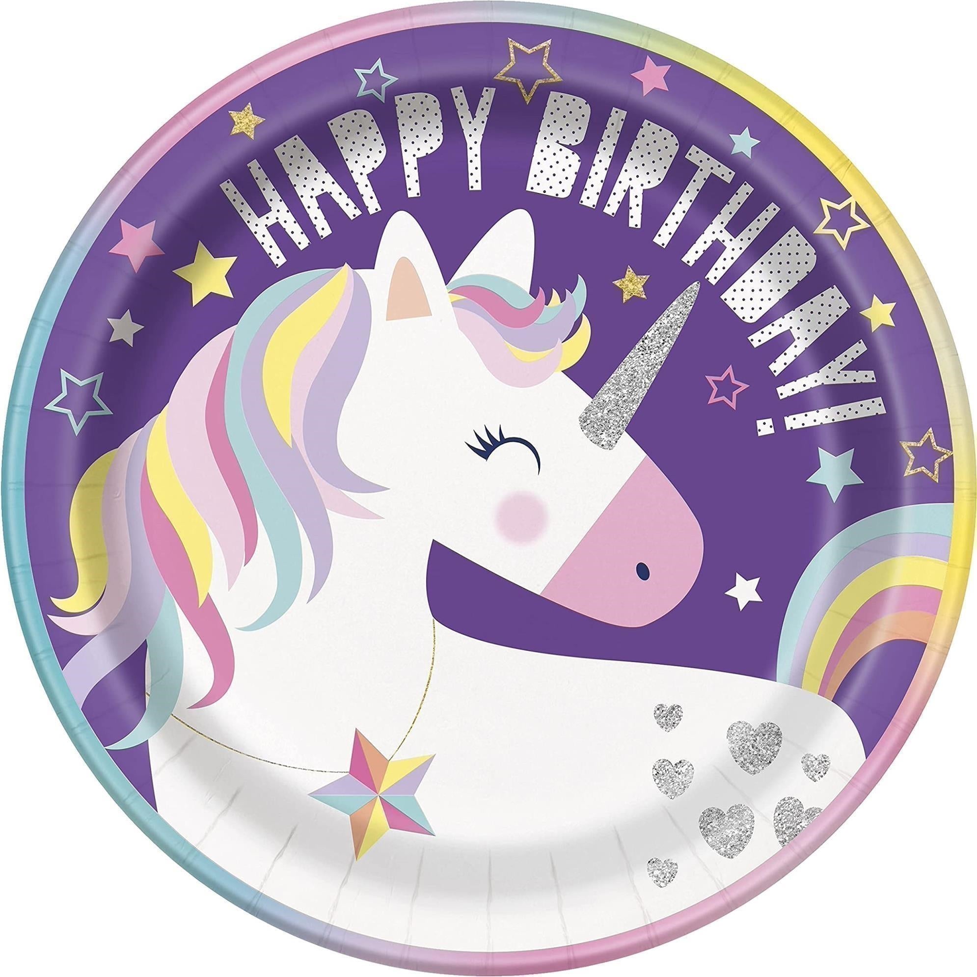 Unique Party: 8 Unicorn 9In Plt Sup