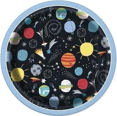 Unique Party: 8 Outer Space 7In Plt Sup. Piatto Carta 18 Cm Outer Space