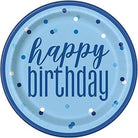 Unique Party: 8 Glitz Blu/Svr Dot Bday 9Inpl Sup
