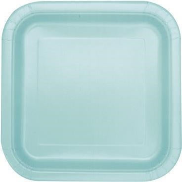 Unique Party: 16 Mint 7In Sq Plt Sup. Piatto Carta 18 Cm Verde Menta