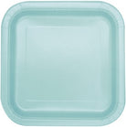 Unique Party: 14 Mint 9In Sq Plt Sup. Piatto Carta 23 Cm Verde Menta