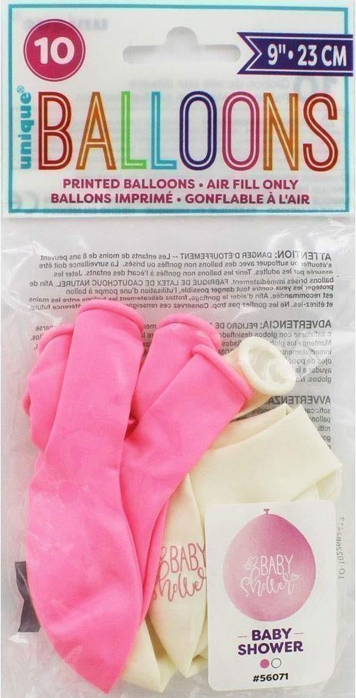 Unique Party: 10 9" Pink Baby Shower Blln