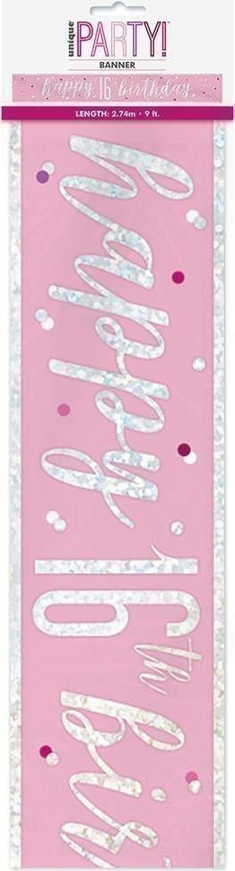 Unique Party: Glitz Pink 16 Prism Bnnr-9Ft