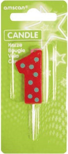 Amscan: Candle Num. 1 Dots + Stripes