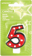 Amscan: Candle Num. 5 Dots W. Black B.