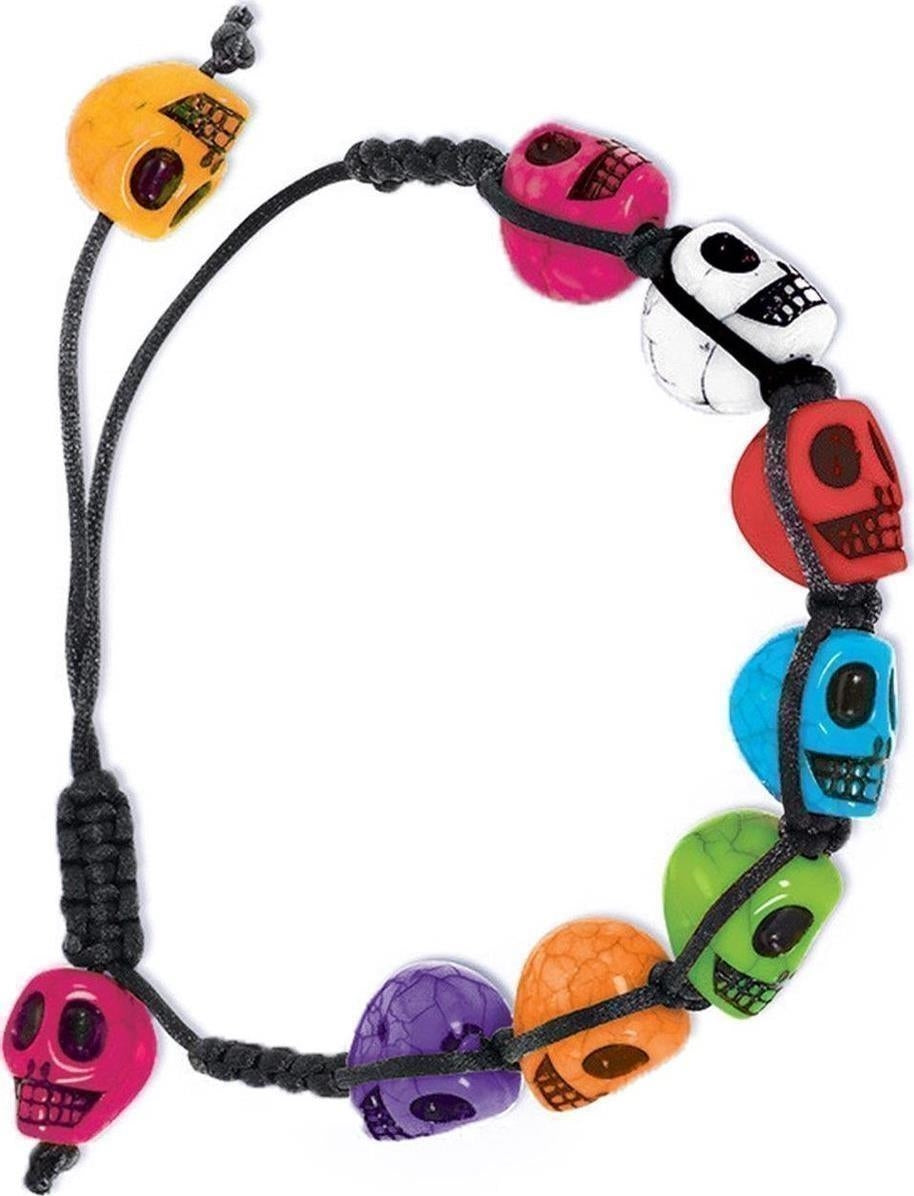 Amscan: Skull Bracelet Day Of The Dead H. Braccialetto Teschi Colorati
