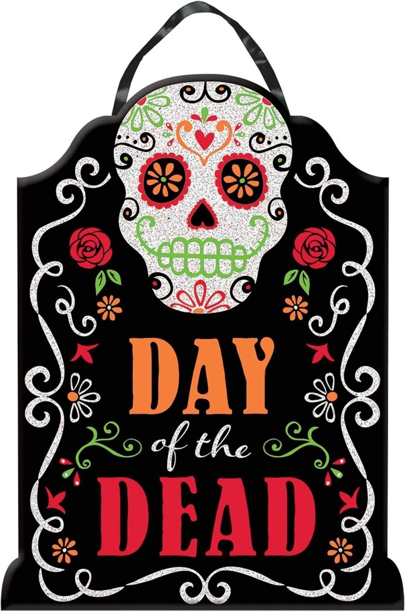 Amscan: Sign Day Of The Dead With Glitter Font / Decorazione Da Appendere (40x 30)