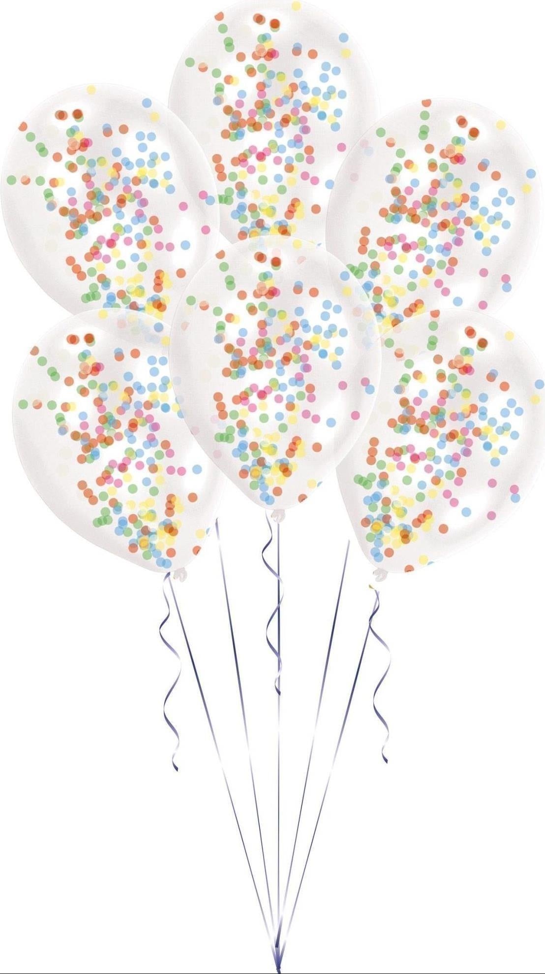 Amscan: 6 Crystal Balloons Latex With Confetti, Assorted