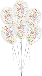 Amscan: 6 Crystal Balloons Latex With Confetti, Assorted
