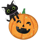 Anagram: Halloween Cat & Pumpkin Us A30 Qh. Pallone Foil Minishape Cat & Pumpkin - Si Gonfia Ad Aria