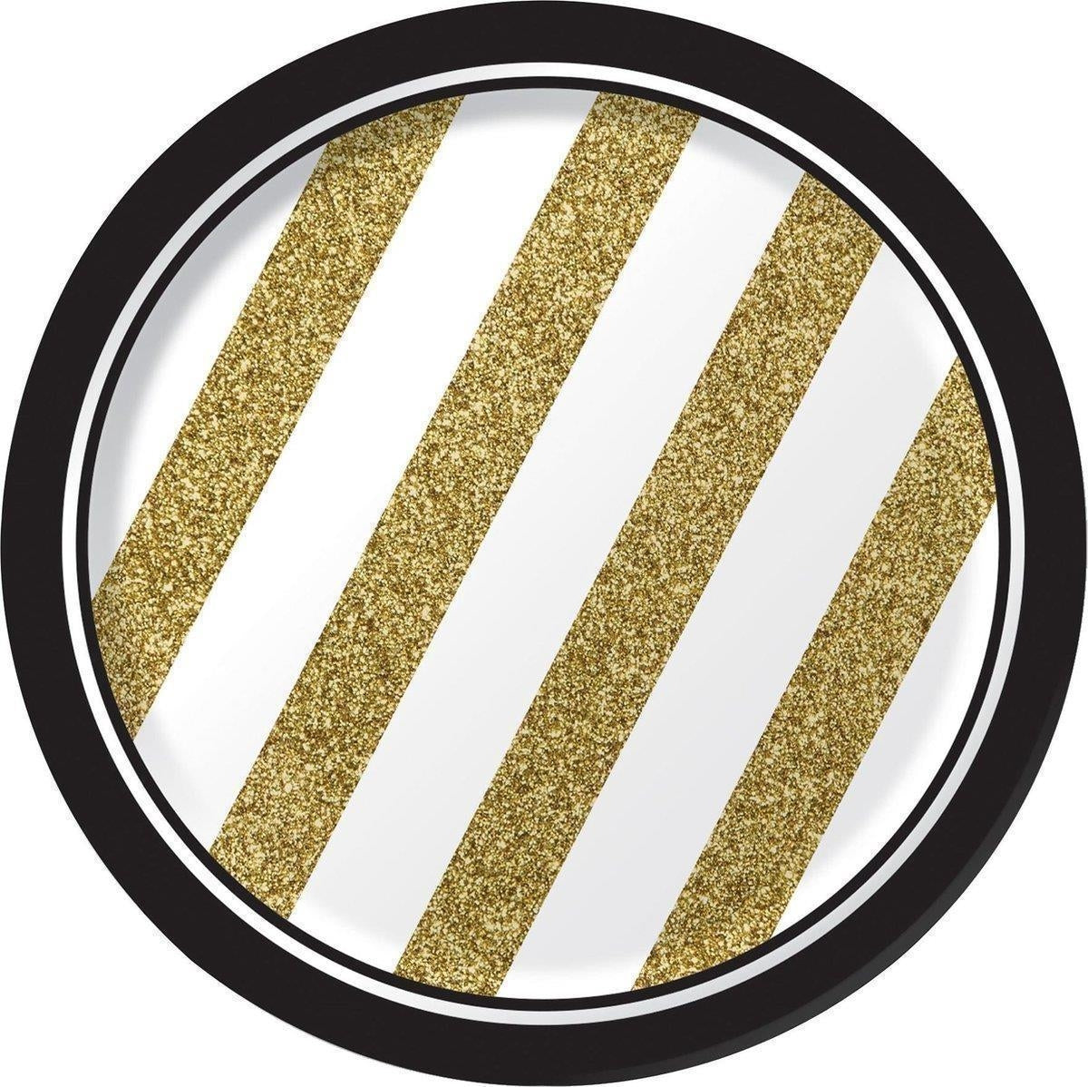 Creative Converting: Plt7 Ss 12/8Ct Black & Gold Qs