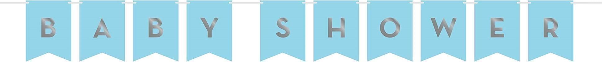 Creative Converting: Bnr Shp Rib 12/1Ct W/Stck Blue Silv Cel.