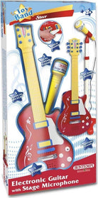 Bontempi 24 5832 - Chitarra Rock Con Microfono Da Palcoscenico Per L'Amplificazione Della Voce. 6 Corde Di Metallo Con 5 Demo Rock Al Tatto. 3 Stacch
