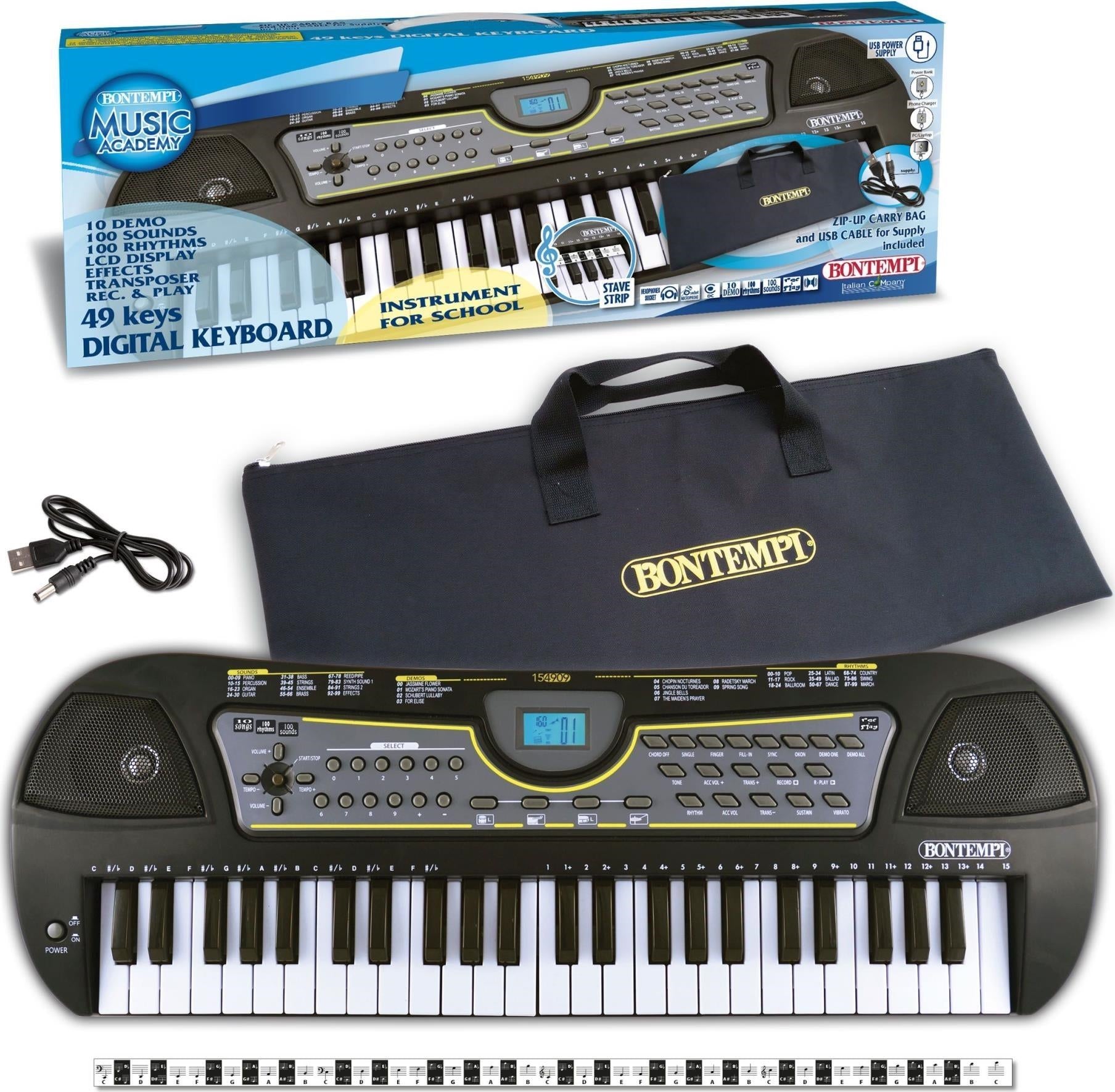 Bontempi: 15 4909B - Tastiera 49 Tasti Con Borsa E Cavo Usb