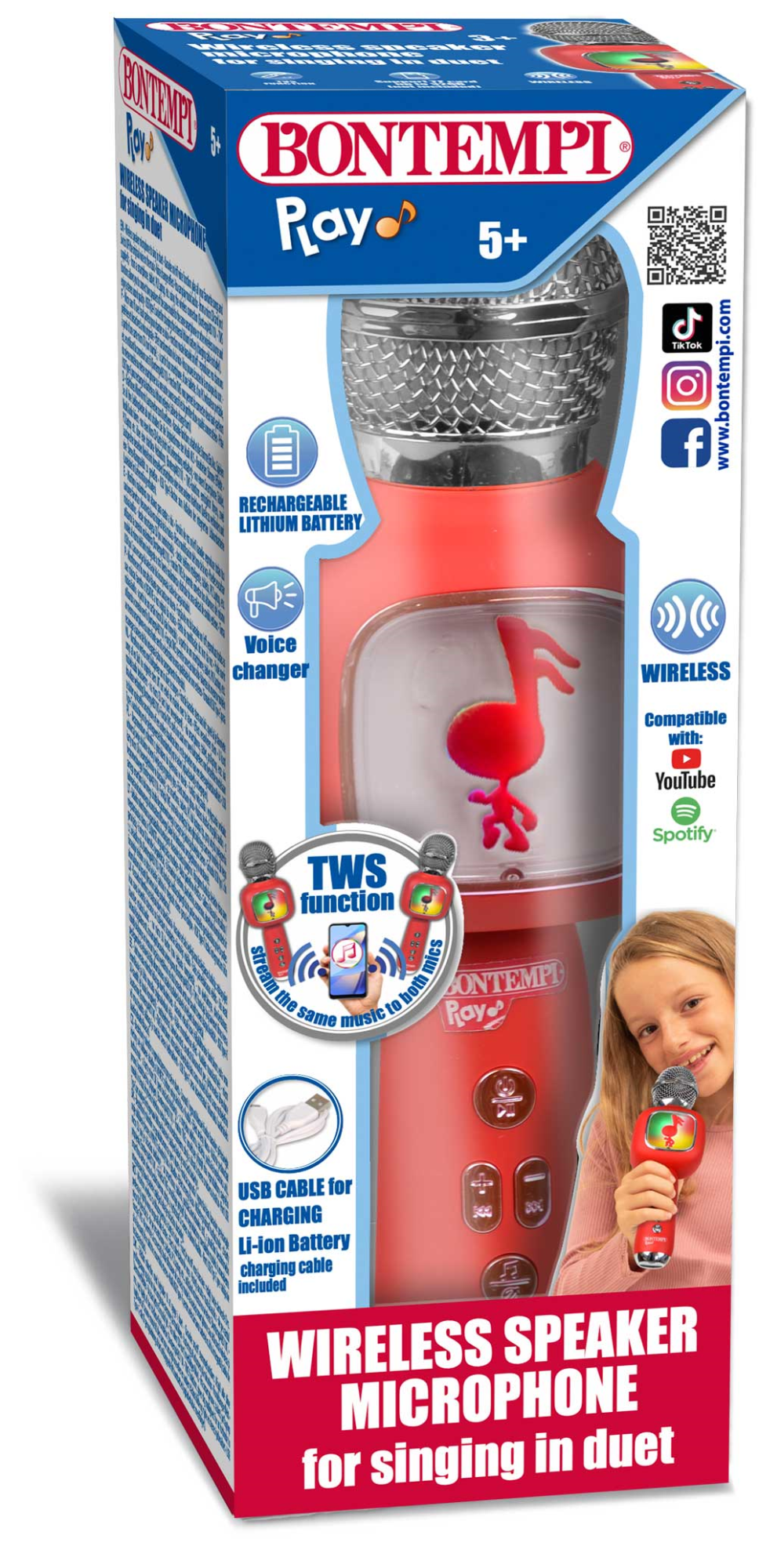 Bontempi 48 5110: Microfono Wireless Con Funzione Karaoke E Cambio Voce