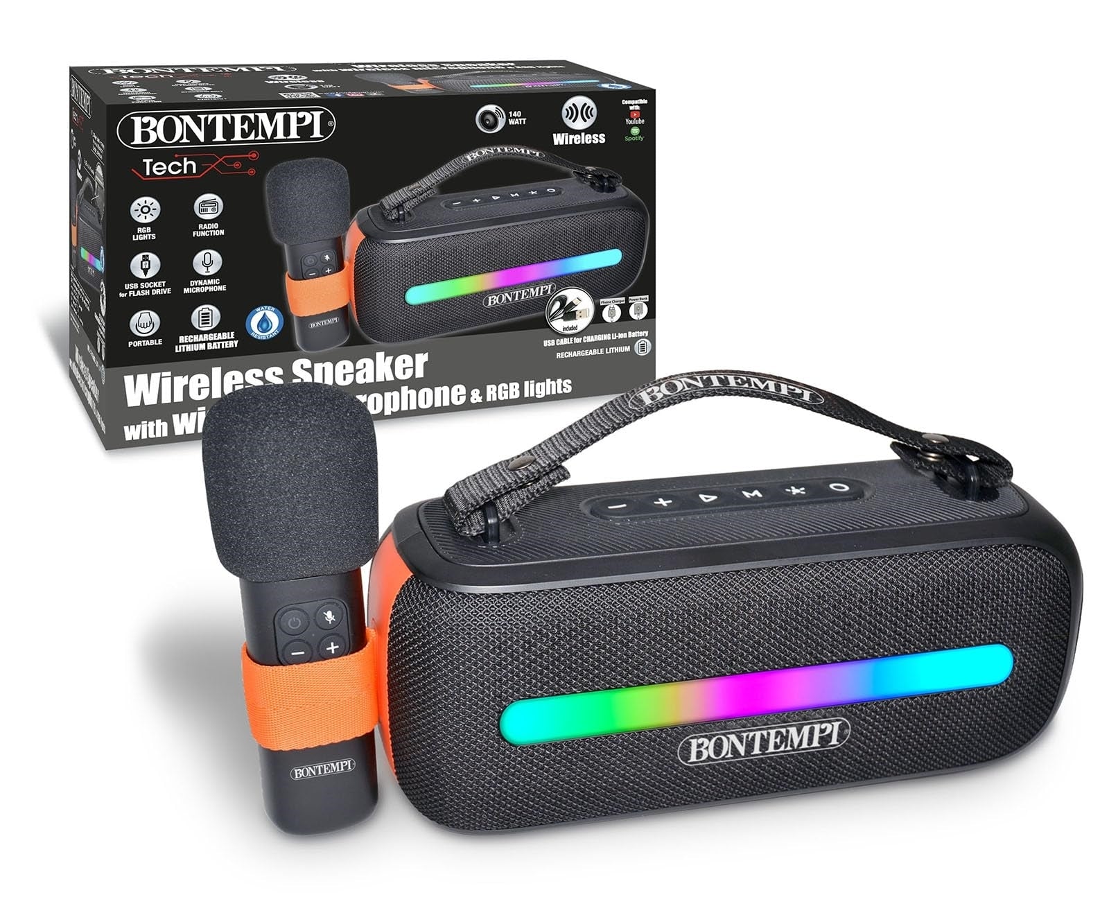 Bontempi 49 1050: Amplificatore Wireless Con Microfono Wireless, Effetti Luminosi