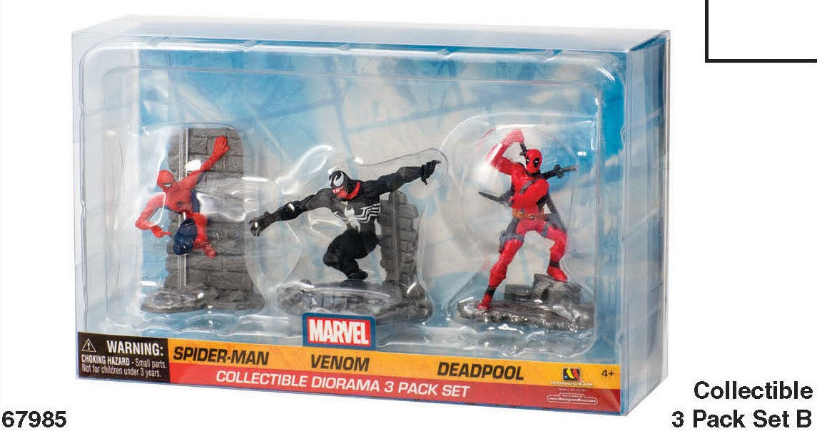 Marvel: Monogram - Diorama - Spider-Man, Venom, Deadpool - 3 Pieces Figure Set
